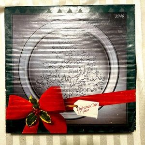 Vintage Indiana Glass 13” Christmas’s Tree Platter